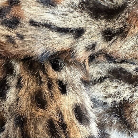 Adrienne Landau Leopard Print Rabbit Fur Pull Thru Scarf - Picture 8 of 14